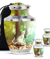White Cat Urns For Funeral Ashes - Green Pet Cremation Urn For Cats