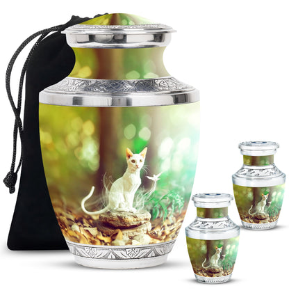 White Personalized Pet Cremation Urn for Pet Ashes - 10-inch, 200 cu in - Yatskia