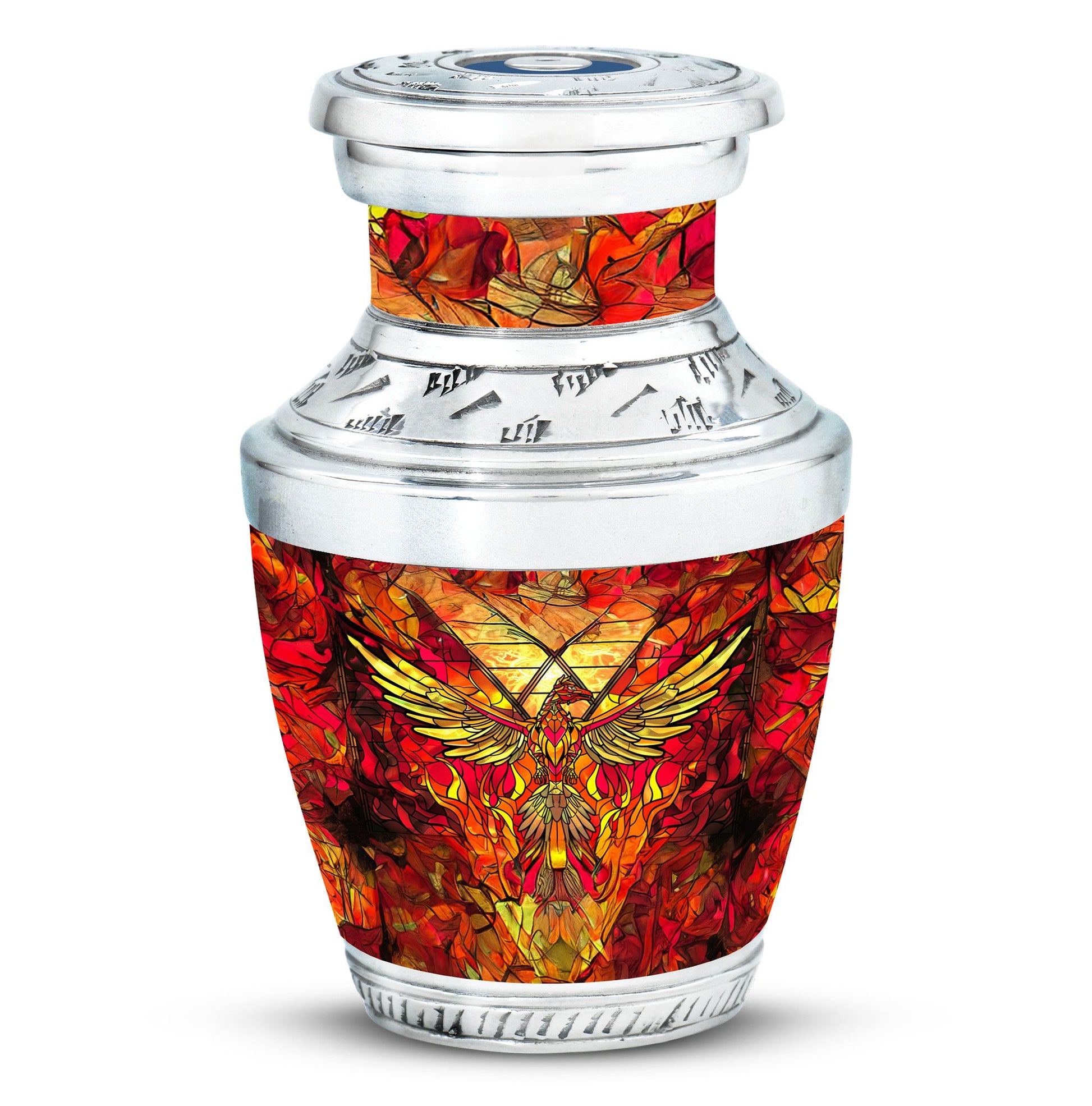 Phoenix Human Ashes Urns Large - Orange Phoenix Art Urn For Funeral