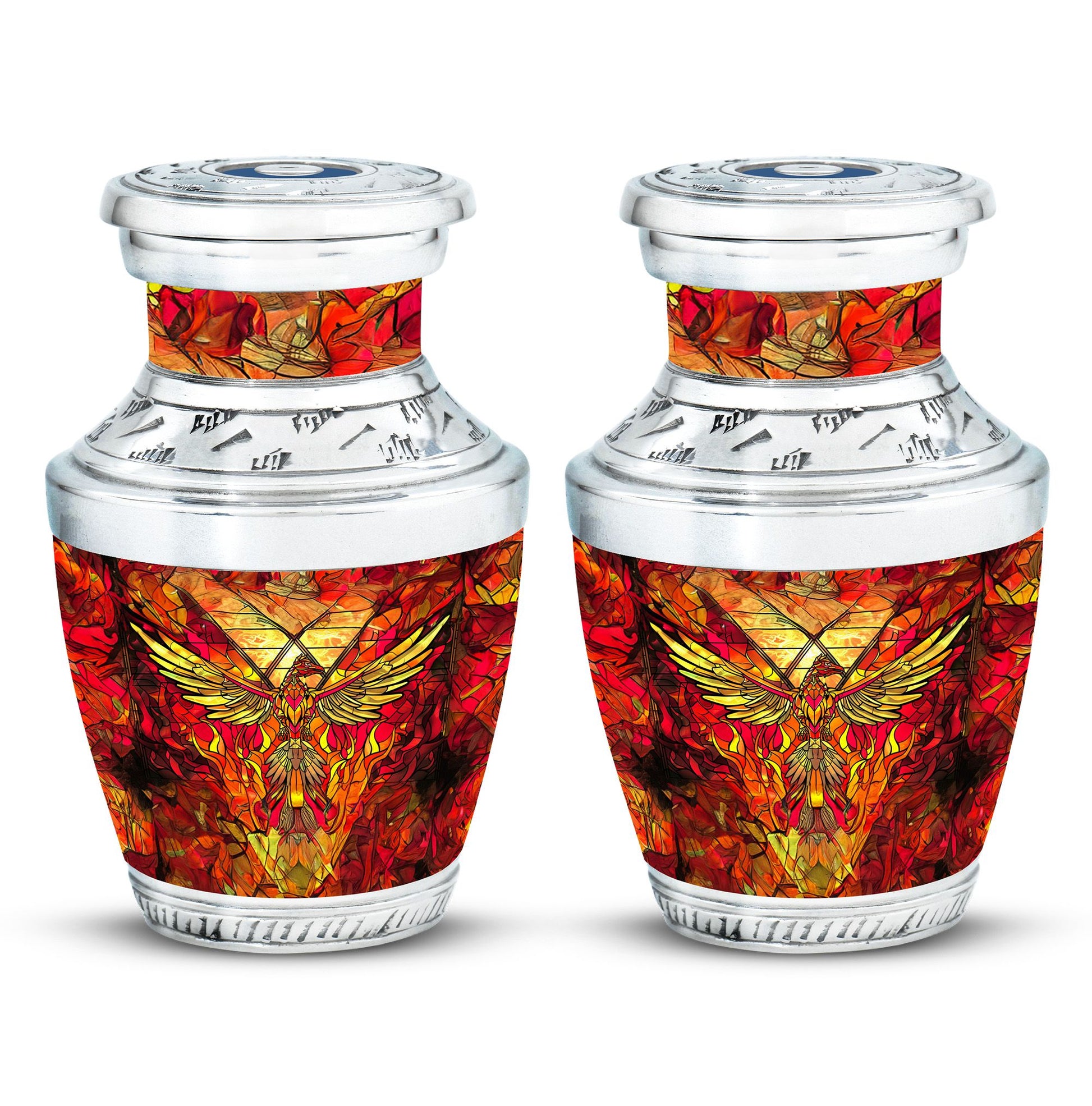 Phoenix Human Ashes Urns Large - Orange Phoenix Art Urn For Funeral