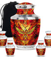 Phoenix Human Ashes Urns Large - Orange Phoenix Art Urn For Funeral