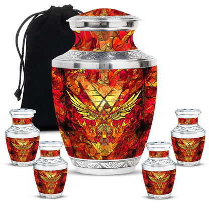 Orange Personalized Bird Cremation Urn for Human Ashes - 10-inch, 200 cu in - Yatskia