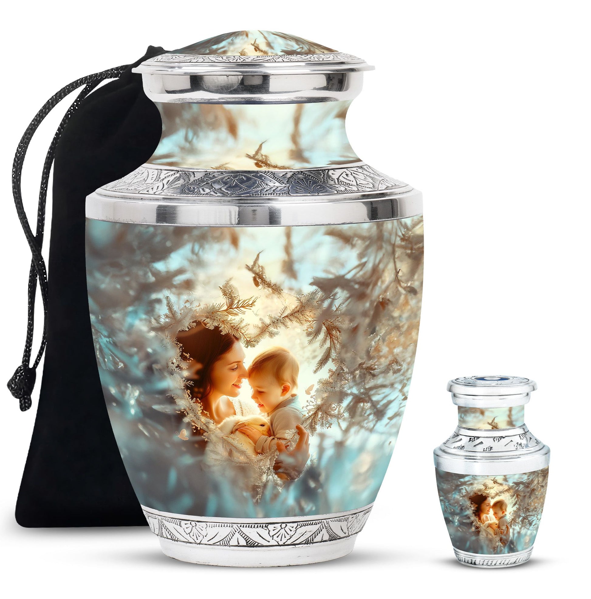 Child & Mother Memorial Urn For Human Ashes - Funeral Urn For Parents