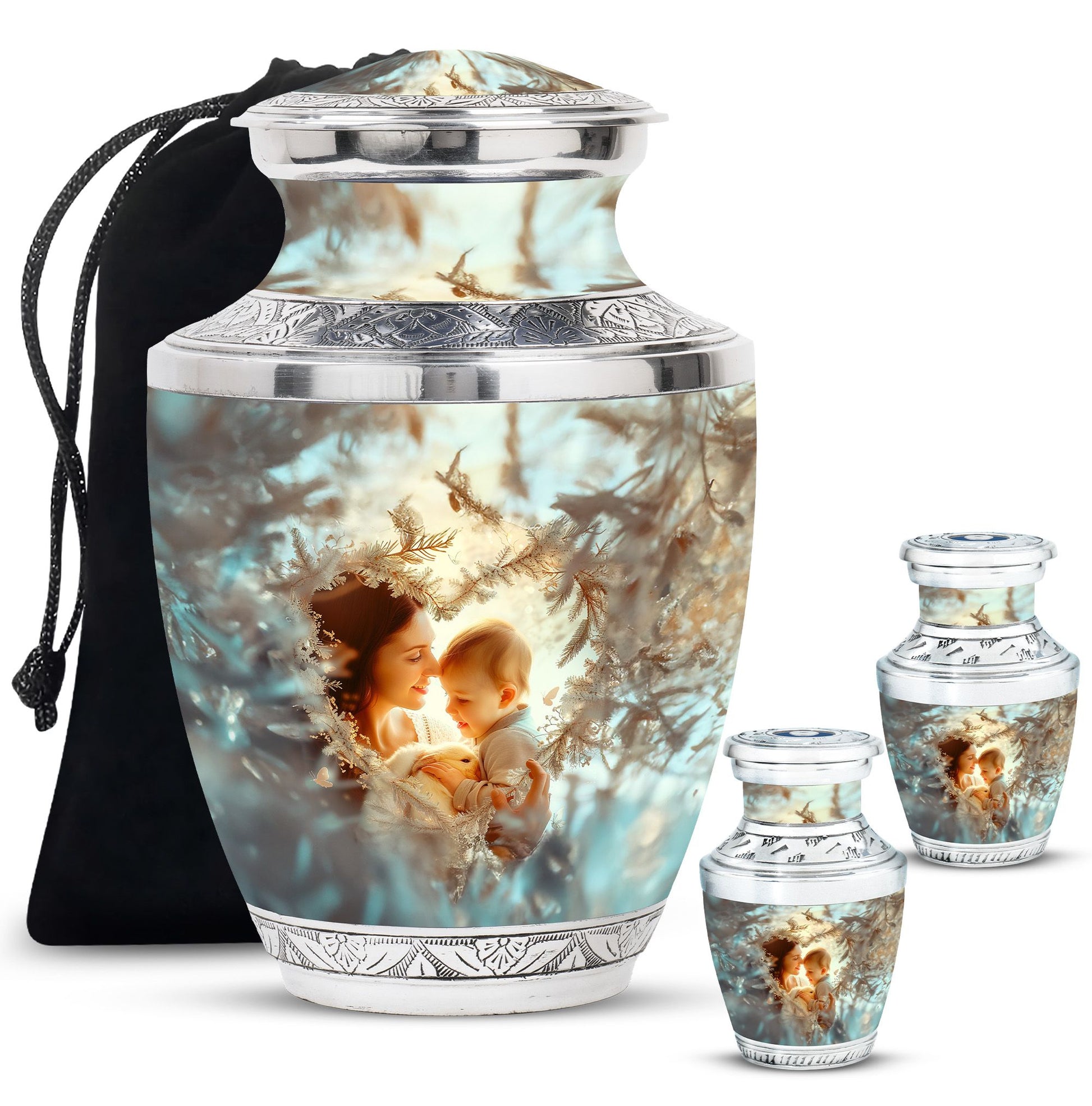 Child & Mother Memorial Urn For Human Ashes - Funeral Urn For Parents