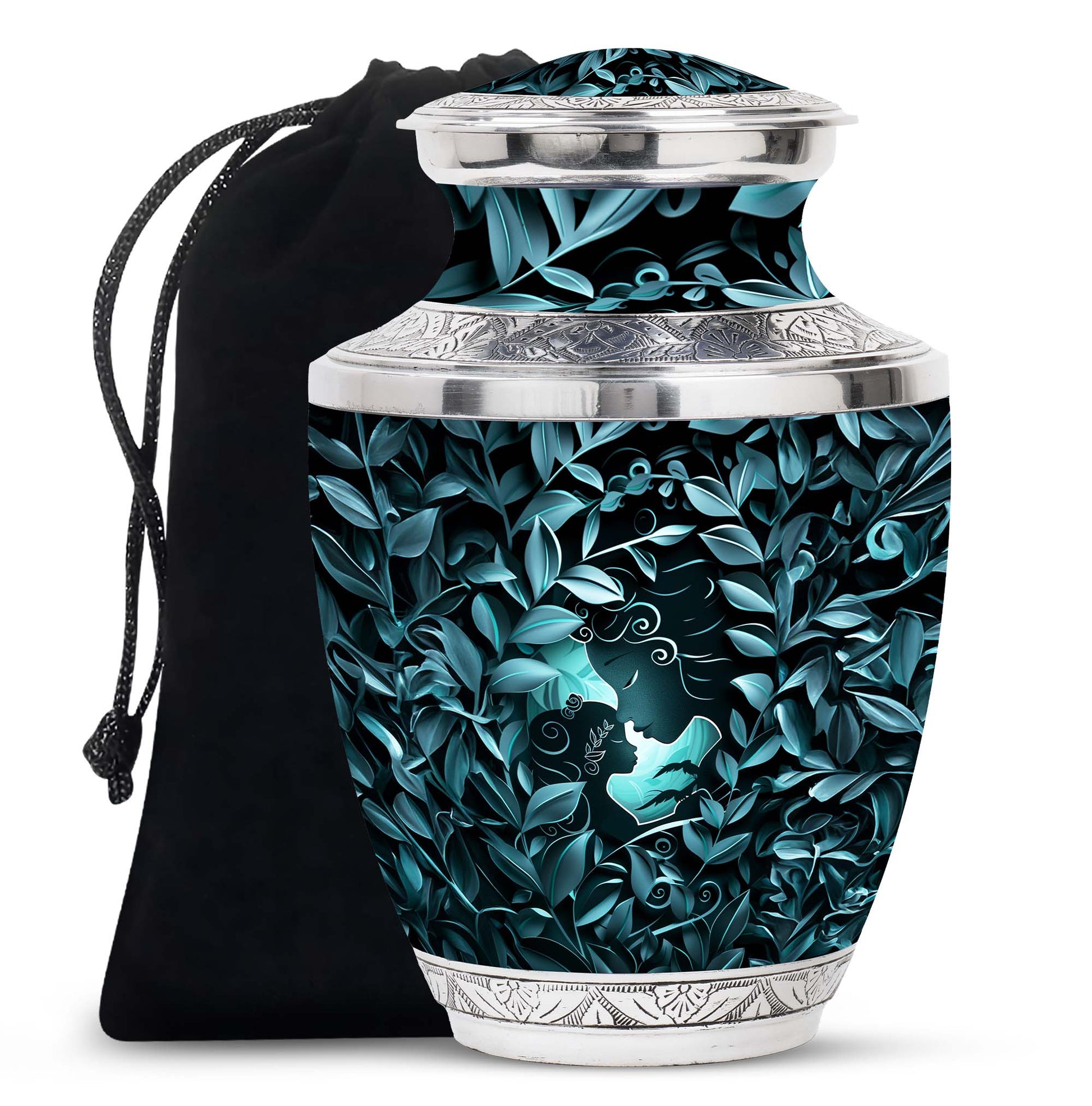 Mother & Child Keepsake For Human Ashes - Leaves Art Urn For Mom