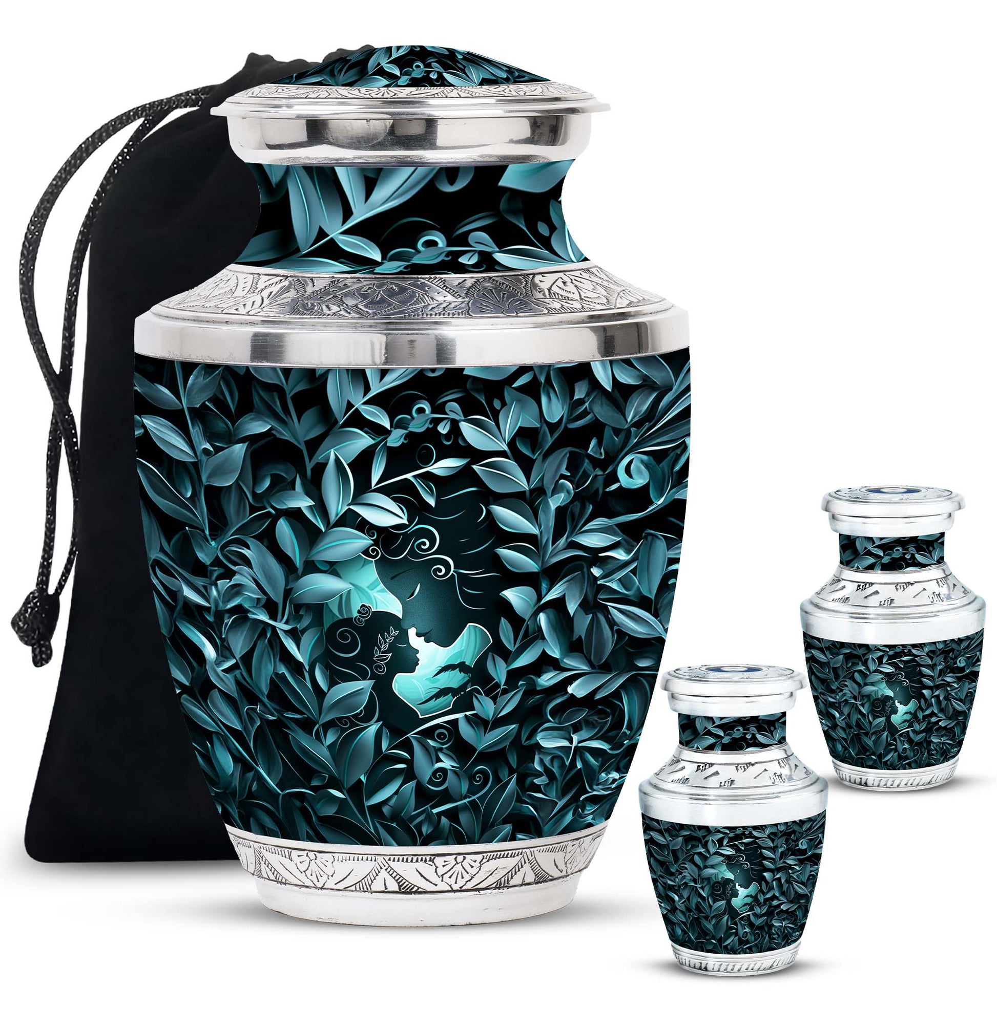 Mother & Child Keepsake For Human Ashes - Leaves Art Urn For Mom