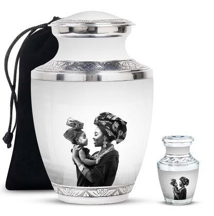 Personalized Mother Keepsake Urn for Human Ashes - 10-inch, 200 cu in - Yatskia