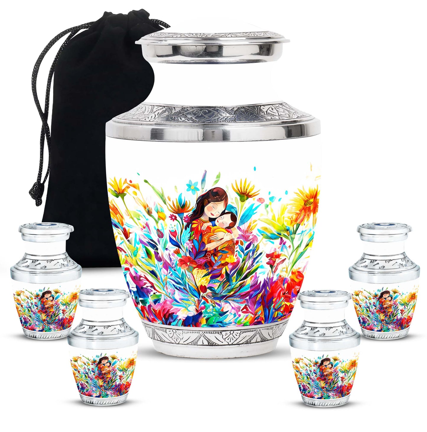 Colorful Personalized Mother Memorial Urn for Human Ashes - 10-inch, 200 cu in - Yatskia