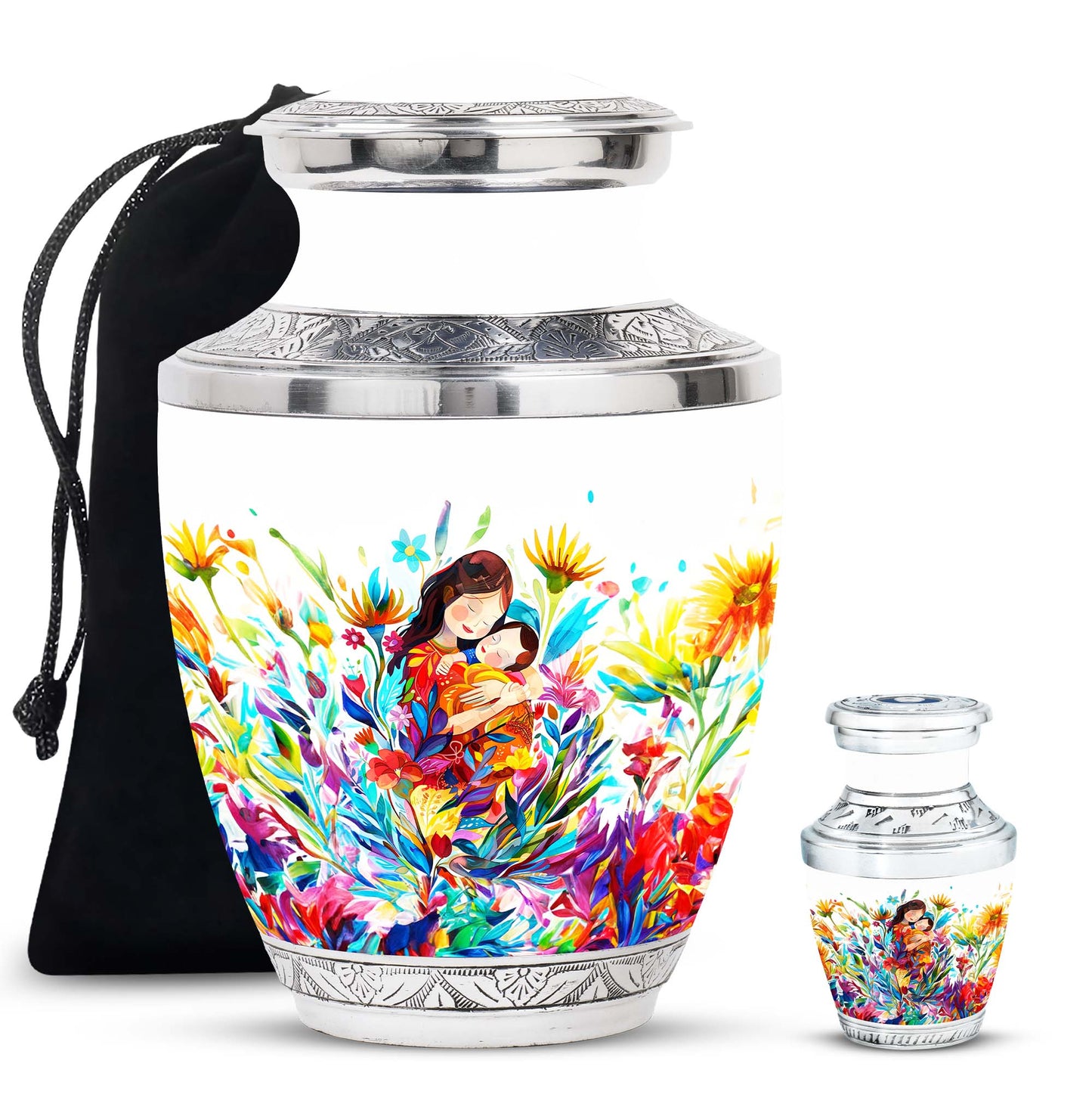 Colorful Personalized Mother Memorial Urn for Human Ashes - 10-inch, 200 cu in - Yatskia