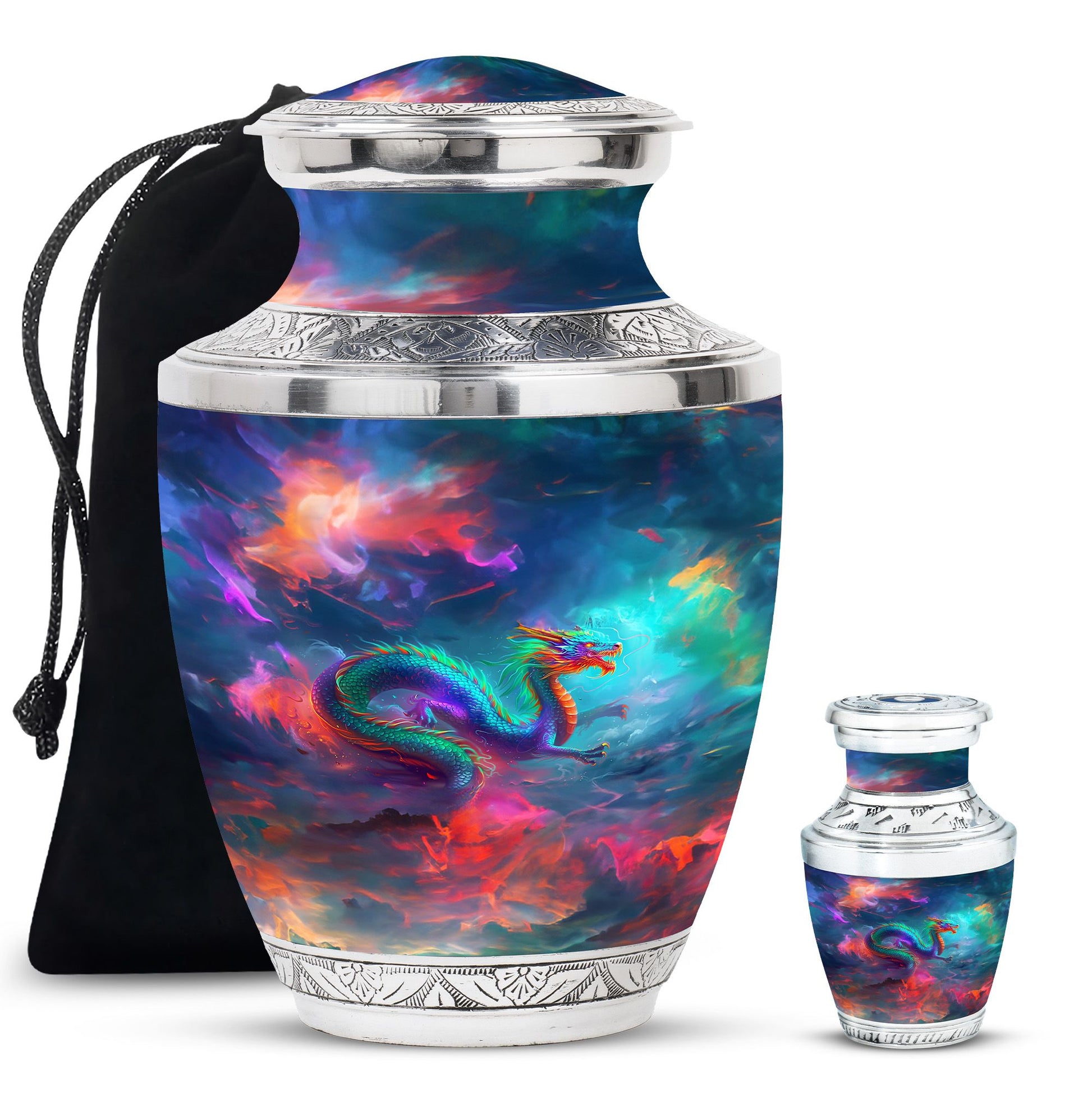 Colorful Dragon Small Urns For Women - Majestic Dragon Memorial Urn