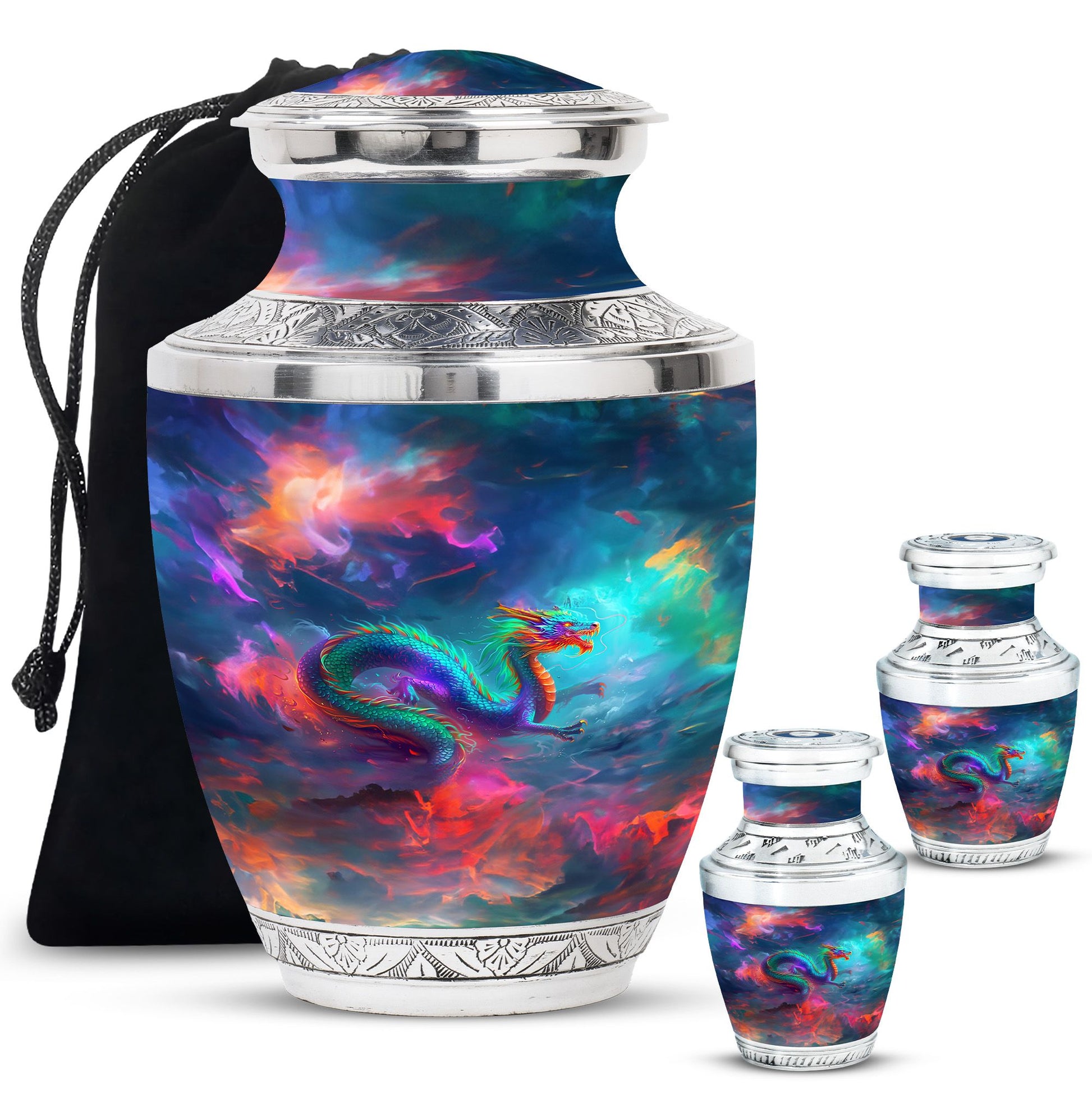 Colorful Dragon Small Urns For Women - Majestic Dragon Memorial Urn