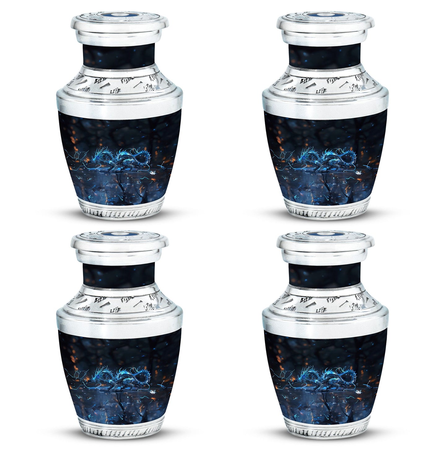 Blue Personalized Beach Cremation Urn for Human Ashes - 10-inch, 200 cu in - Yatskia