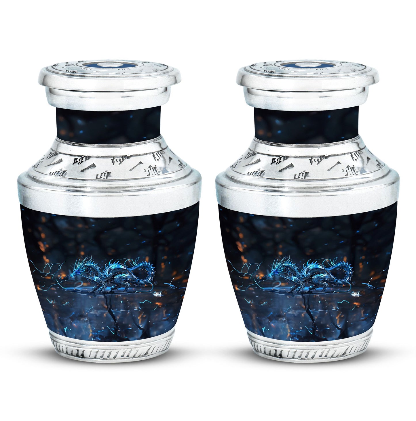 Blue Personalized Beach Cremation Urn for Human Ashes - 10-inch, 200 cu in - Yatskia