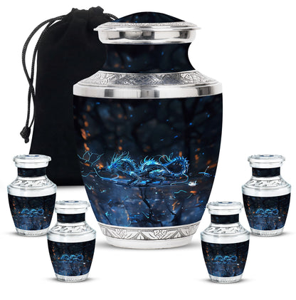 Blue Personalized Beach Cremation Urn for Human Ashes - 10-inch, 200 cu in - Yatskia