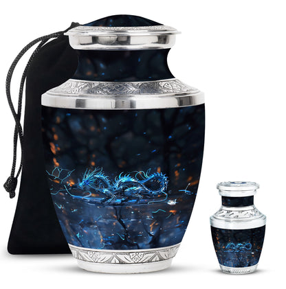 Blue Personalized Beach Cremation Urn for Human Ashes - 10-inch, 200 cu in - Yatskia