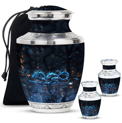 Blue Personalized Beach Cremation Urn for Human Ashes - 10-inch, 200 cu in - Yatskia
