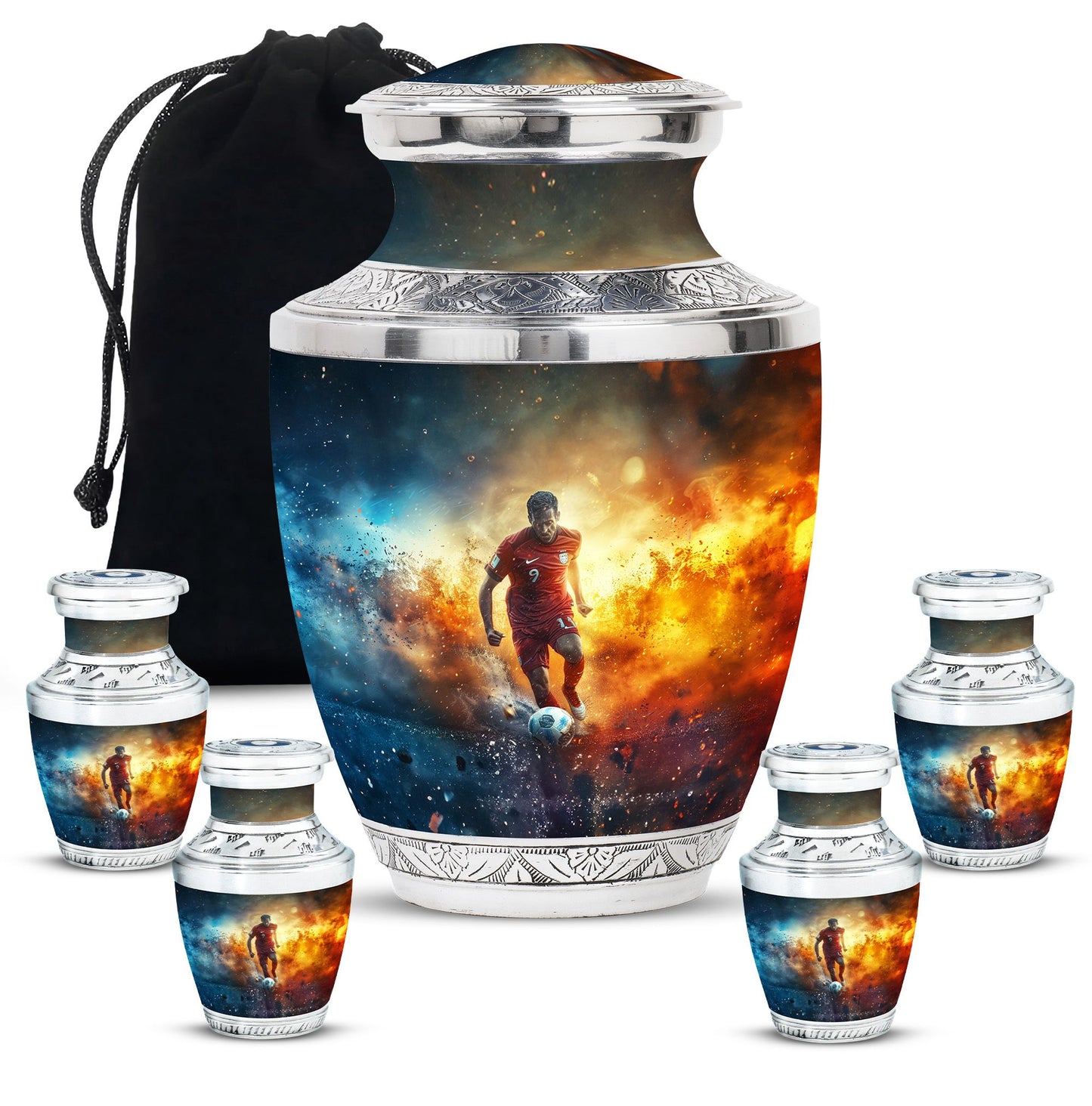Personalized Soccer Cremation Urn for Human Ashes - 10-inch, 200 cu in - Yatskia