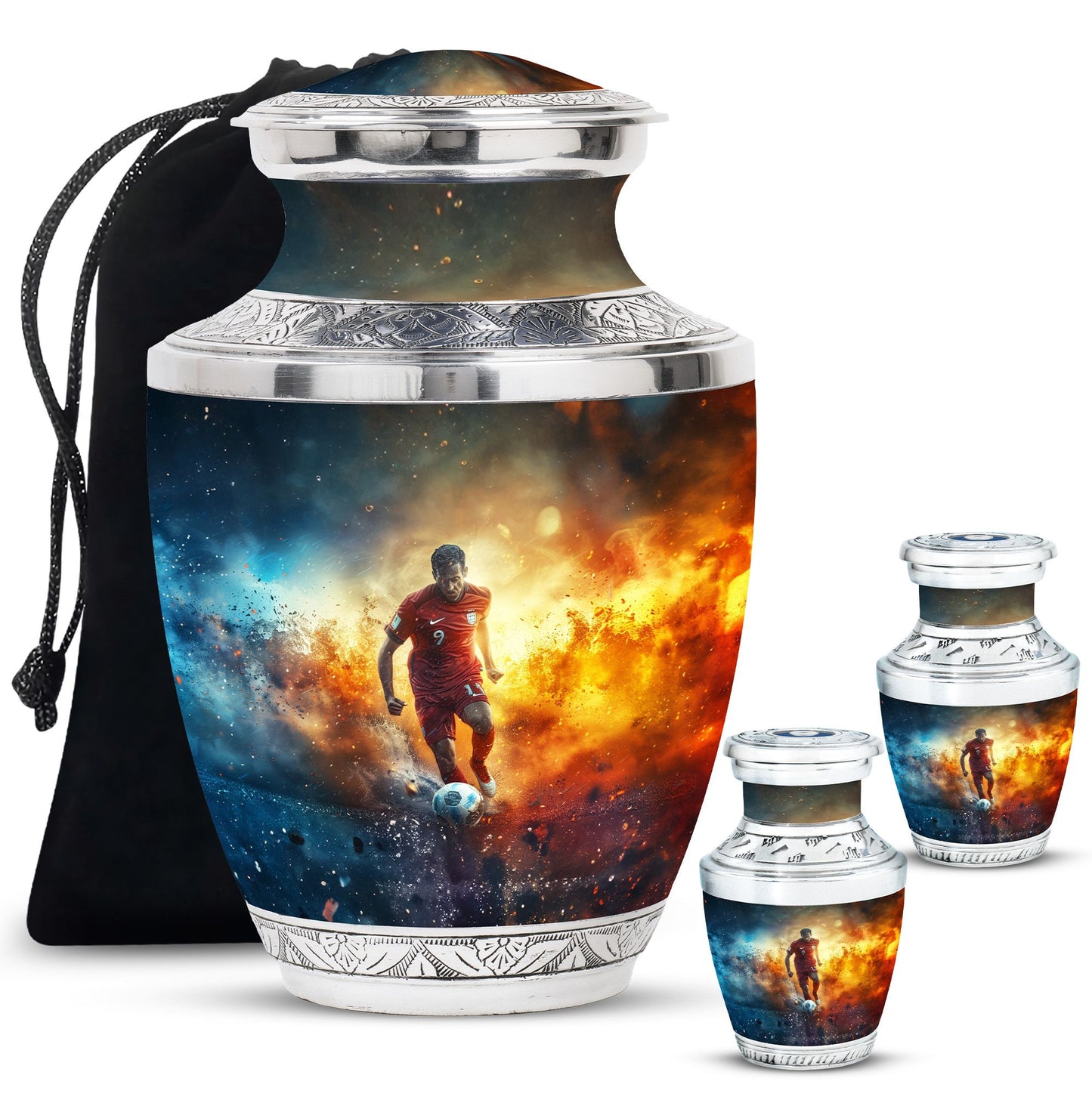 Personalized Soccer Cremation Urn for Human Ashes - 10-inch, 200 cu in - Yatskia
