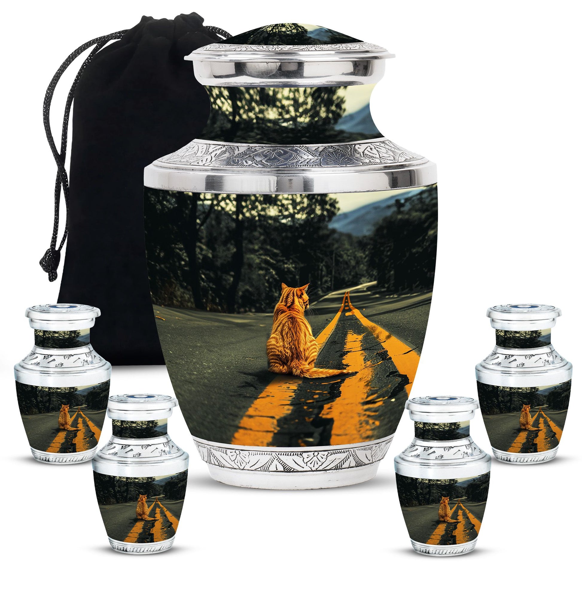 Orange Cat Mini Keepsake Funeral, Ashes Cremation Urn For Ashes