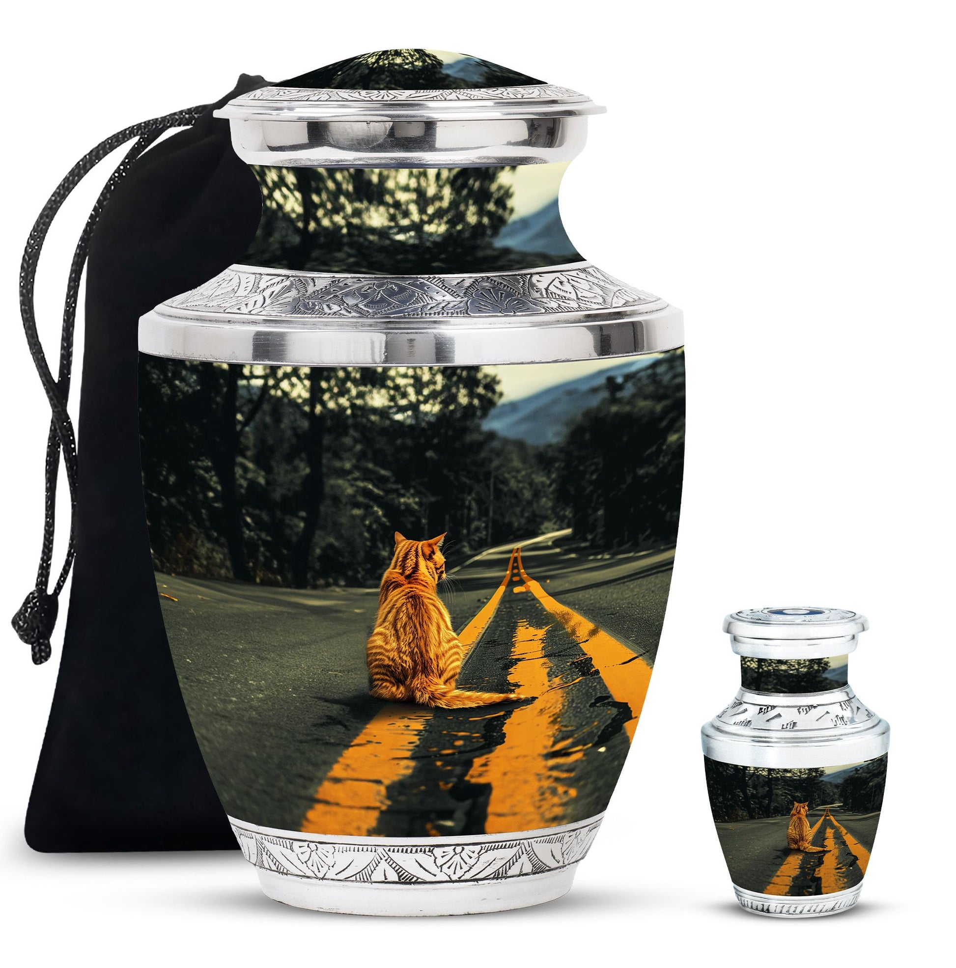 Orange Cat Mini Keepsake Funeral, Ashes Cremation Urn For Ashes