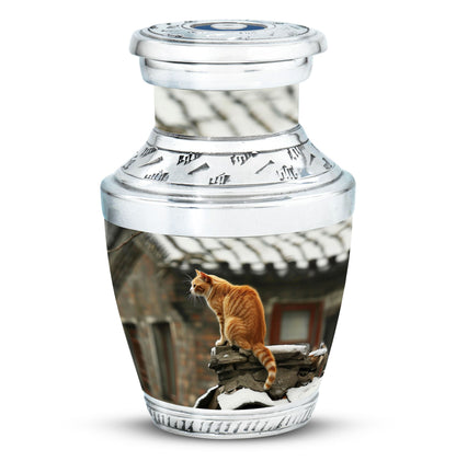 Orange Personalized Cat Keepsake Urn for Pet Ashes - Yatskia