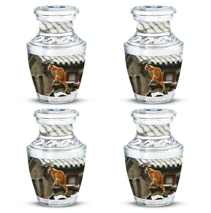Orange Personalized Cat Keepsake Urn for Pet Ashes - Yatskia