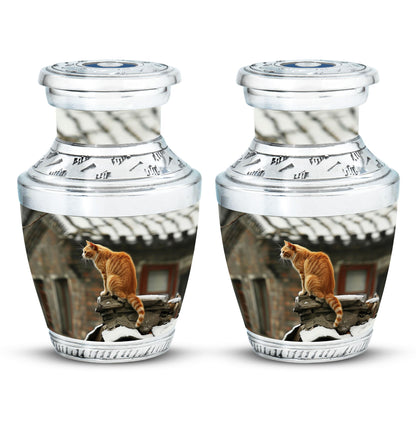 Orange Personalized Cat Keepsake Urn for Pet Ashes - Yatskia