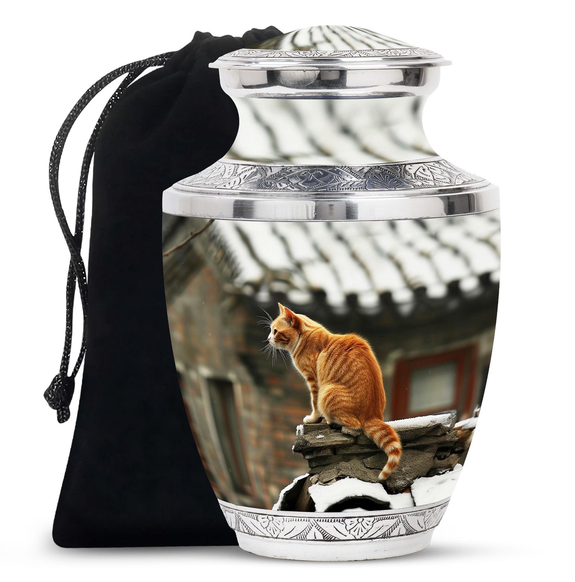 Orange Cat Keepsake For Ashes Large Funeral, Ashes Urn For Ashes