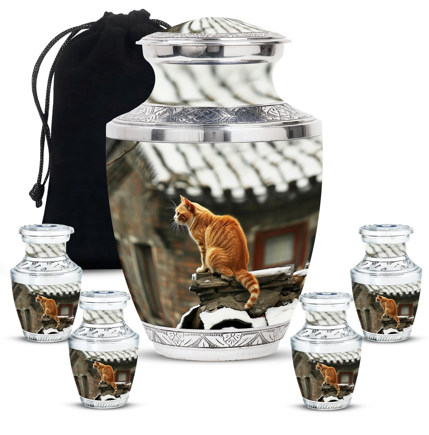 Orange Personalized Cat Keepsake Urn for Pet Ashes - Yatskia