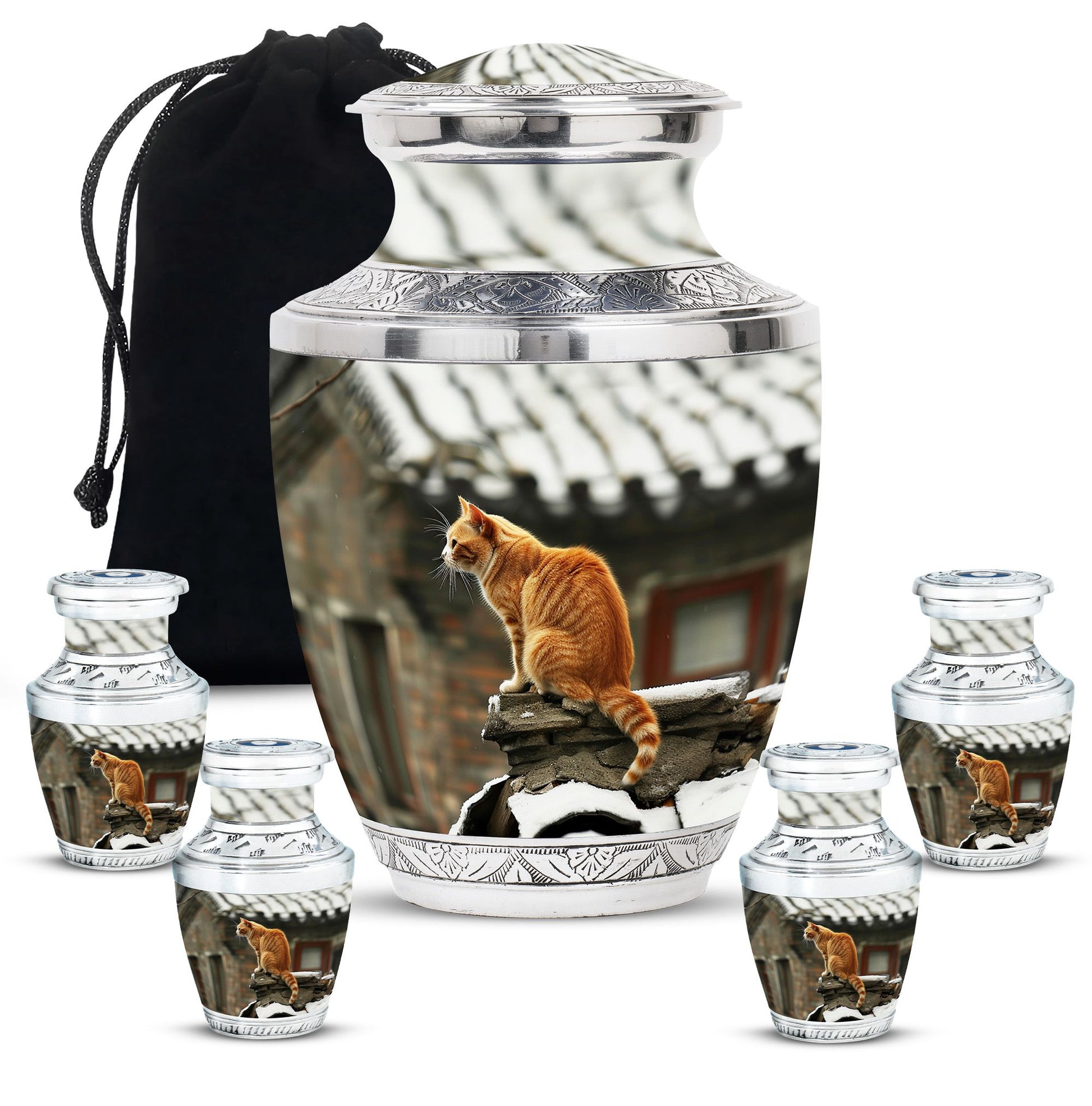 Orange Cat Keepsake For Ashes Large Funeral, Ashes Urn For Ashes