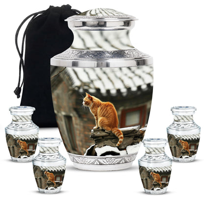 Orange Personalized Cat Keepsake Urn for Pet Ashes - Yatskia