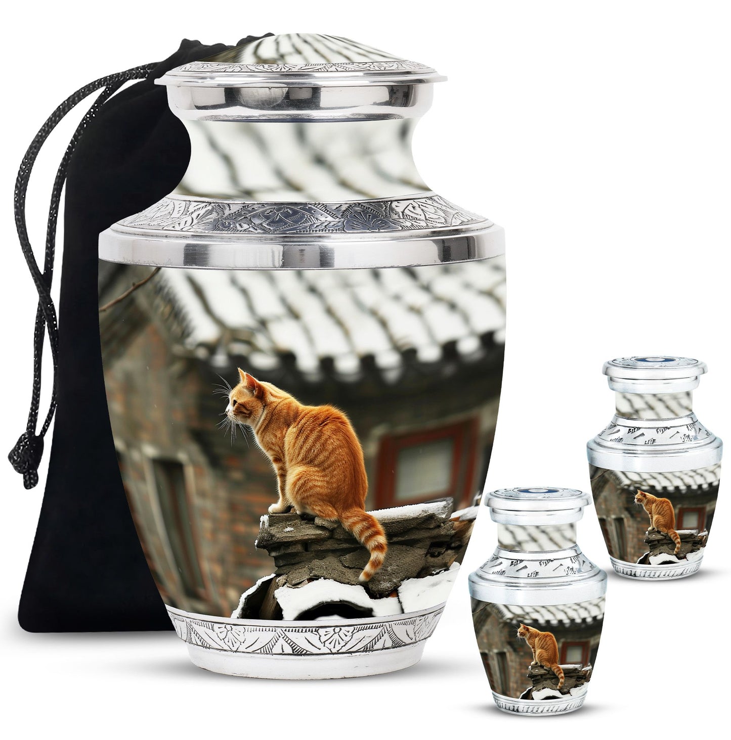 Orange Personalized Cat Keepsake Urn for Pet Ashes - Yatskia