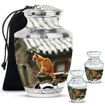 Orange Personalized Cat Keepsake Urn for Pet Ashes - Yatskia