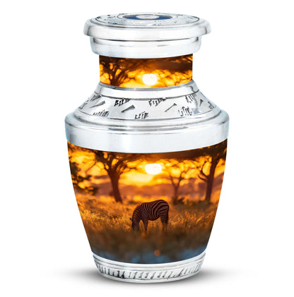 Personalized Zebra Keepsake Urn for Human Ashes - 10-inch, 200 cu in - Yatskia