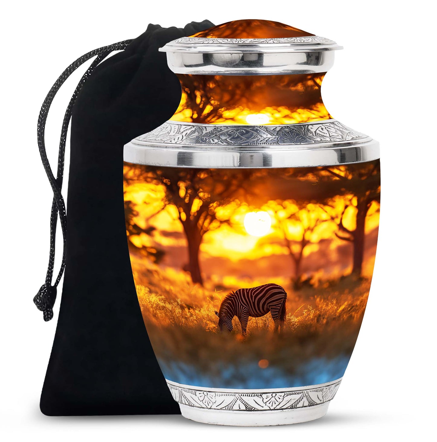 Personalized Zebra Keepsake Urn for Human Ashes - 10-inch, 200 cu in - Yatskia
