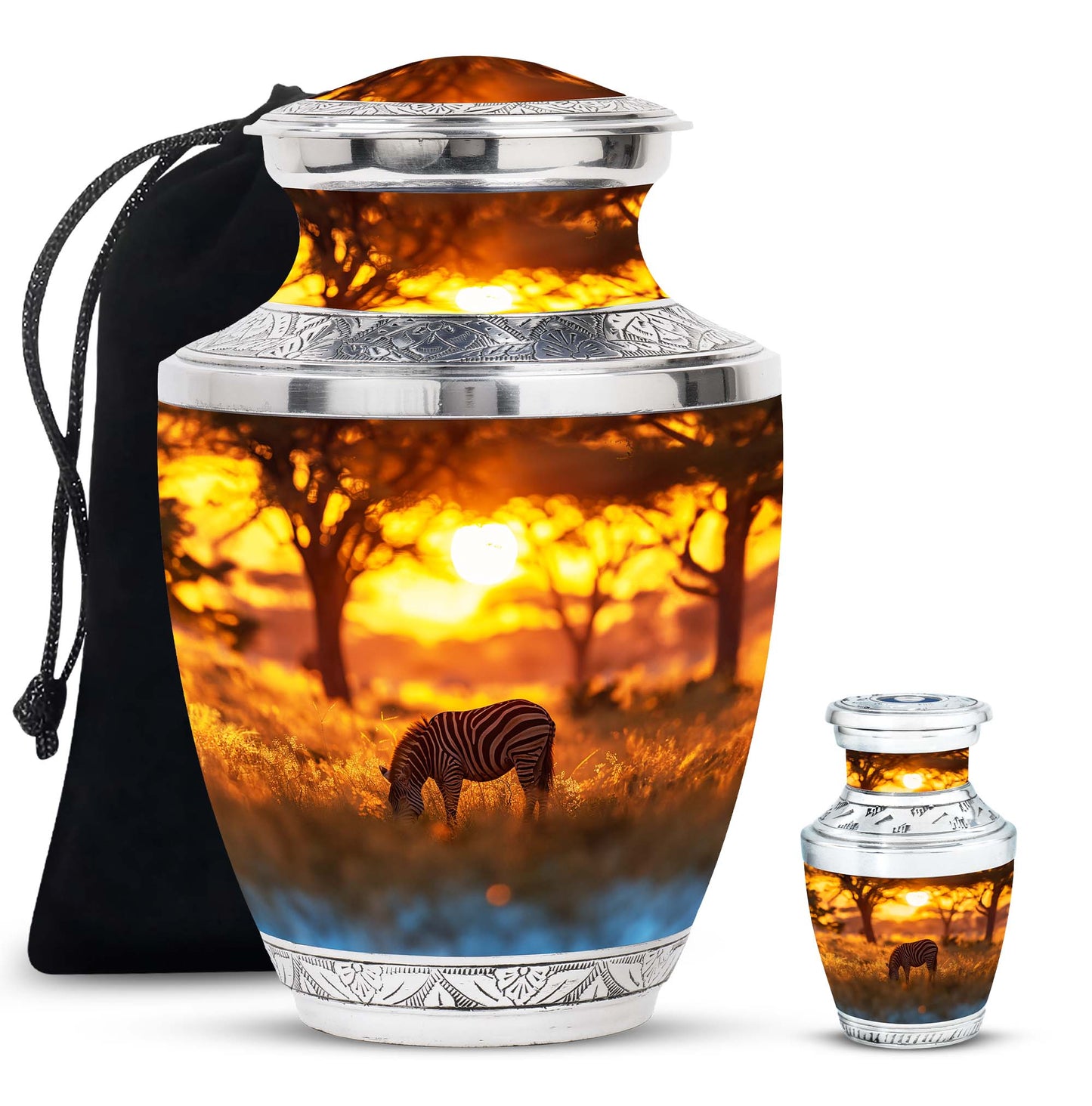 Personalized Zebra Keepsake Urn for Human Ashes - 10-inch, 200 cu in - Yatskia