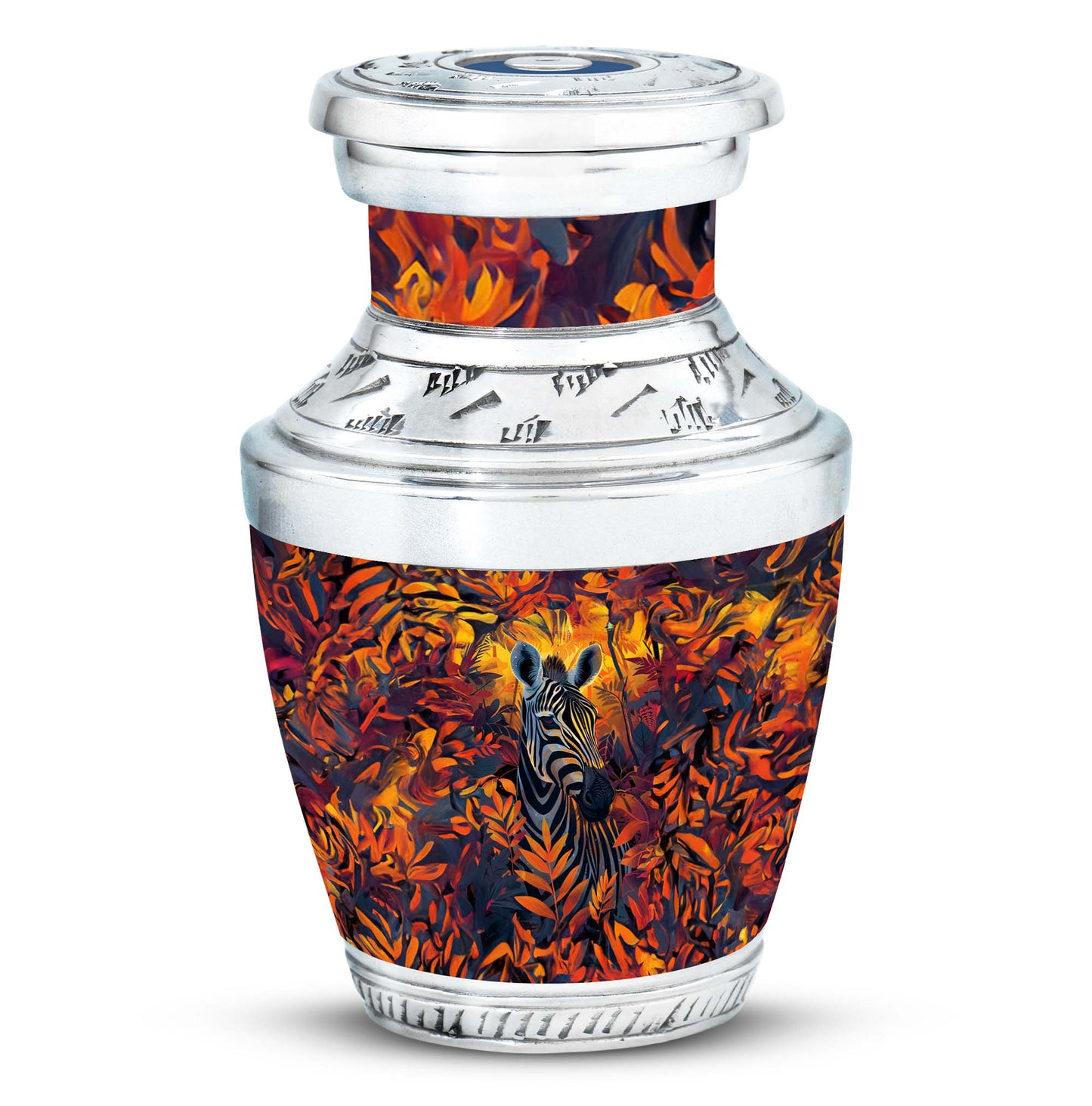 Personalized Zebra Keepsake Urn for Human Ashes - 10-inch, 200 cu in - Yatskia
