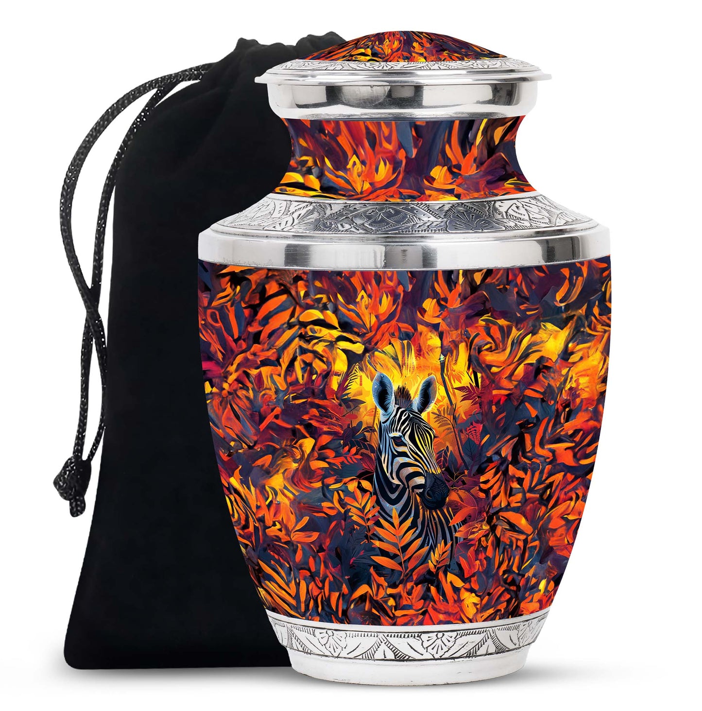 Personalized Zebra Keepsake Urn for Human Ashes - 10-inch, 200 cu in - Yatskia