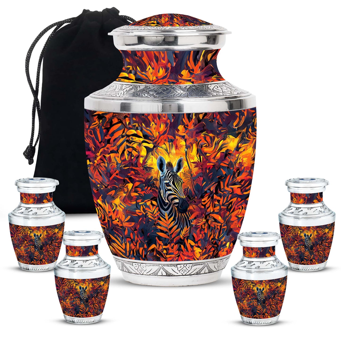 Personalized Zebra Keepsake Urn for Human Ashes - 10-inch, 200 cu in - Yatskia