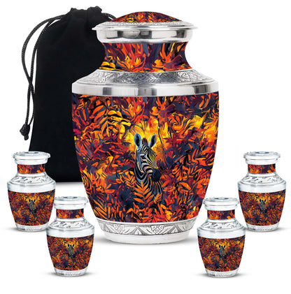 Personalized Zebra Keepsake Urn for Human Ashes - 10-inch, 200 cu in - Yatskia