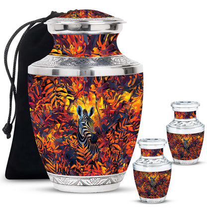 Personalized Zebra Keepsake Urn for Human Ashes - 10-inch, 200 cu in - Yatskia