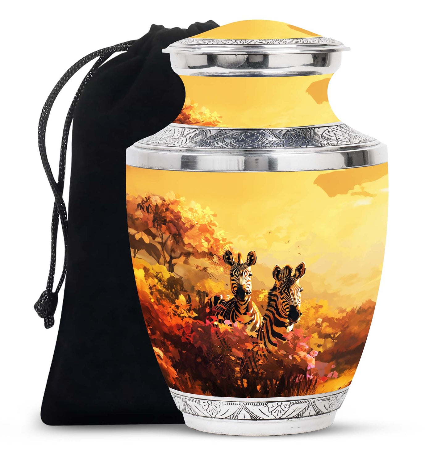 Personalized Zebra Cremation Urn for Human Ashes - 10-inch, 200 cu in - Yatskia