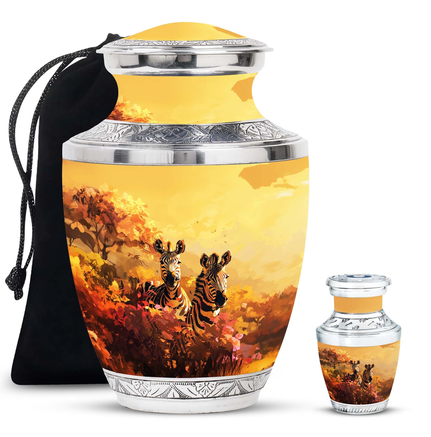 Personalized Zebra Cremation Urn for Human Ashes - 10-inch, 200 cu in - Yatskia