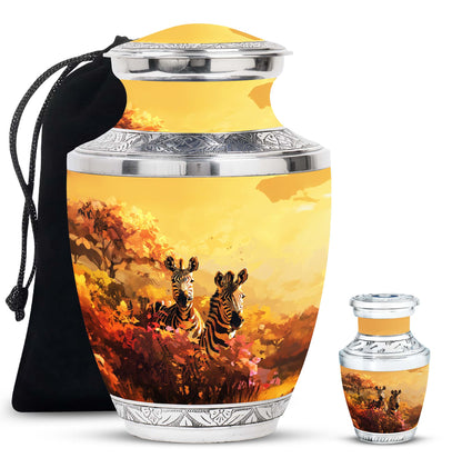 Personalized Zebra Cremation Urn for Human Ashes - 10-inch, 200 cu in - Yatskia