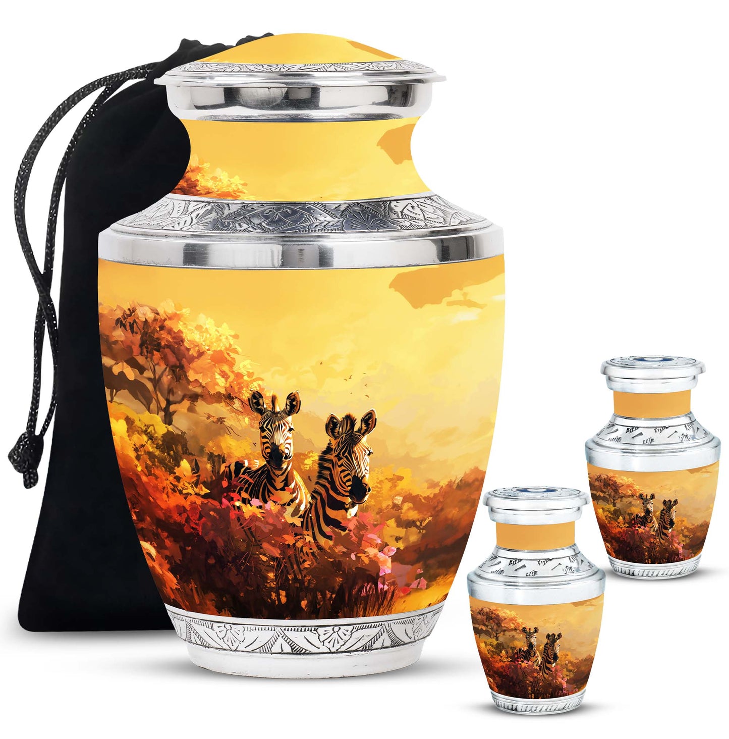 Personalized Zebra Cremation Urn for Human Ashes - 10-inch, 200 cu in - Yatskia