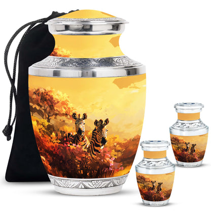 Personalized Zebra Cremation Urn for Human Ashes - 10-inch, 200 cu in - Yatskia