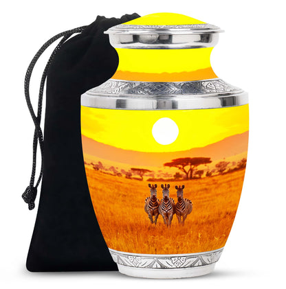 Personalized Zebra Memorial Urn for Human Ashes - 10-inch, 200 cu in - Yatskia