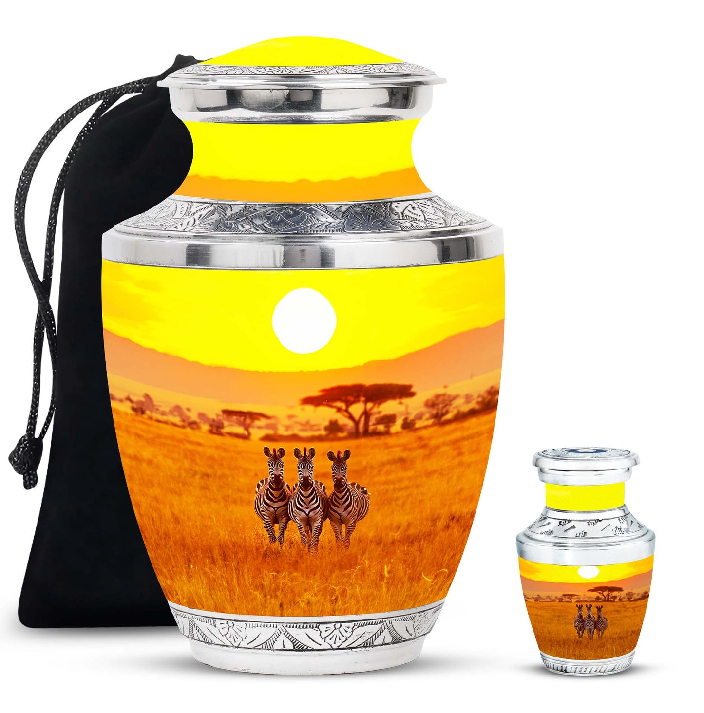 Personalized Zebra Memorial Urn for Human Ashes - 10-inch, 200 cu in - Yatskia
