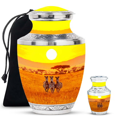 Personalized Zebra Memorial Urn for Human Ashes - 10-inch, 200 cu in - Yatskia