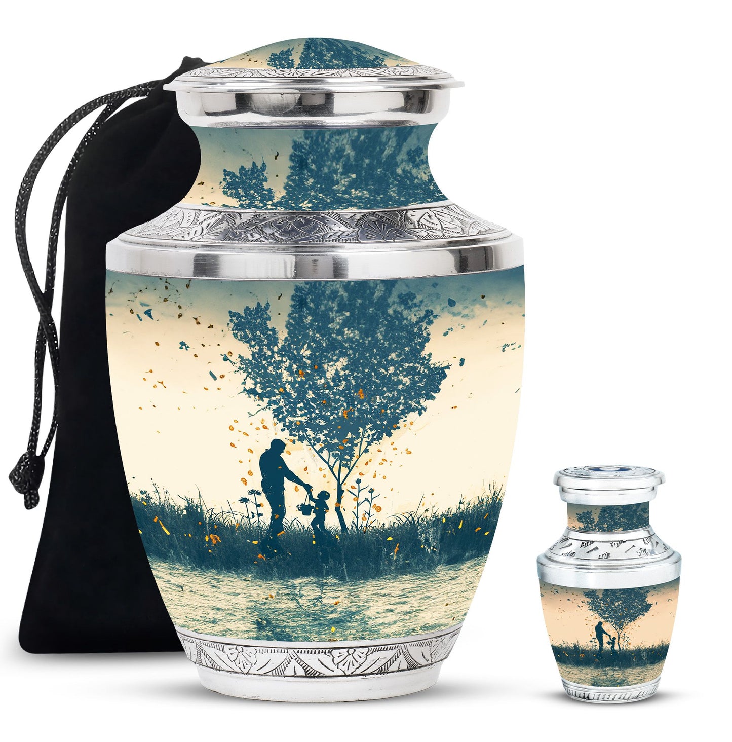 Personalized Father Keepsake Urn for Human Ashes - 10-inch, 200 cu in - Yatskia